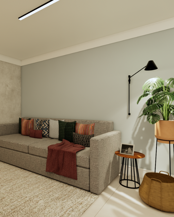 Sala de TV com Sofá confortável, projeto assinado pelo Studio Benô.